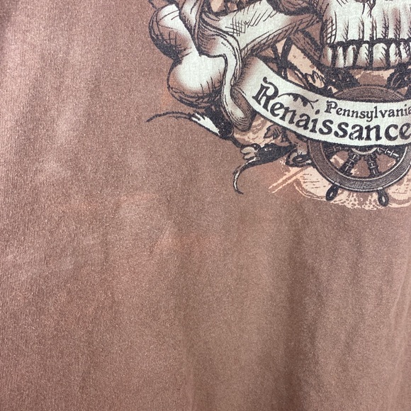 Pennsylvania Renaissance Faire Skull Pirate Graphic Printed Brown T-shirt 2XL - Picture 4 of 5